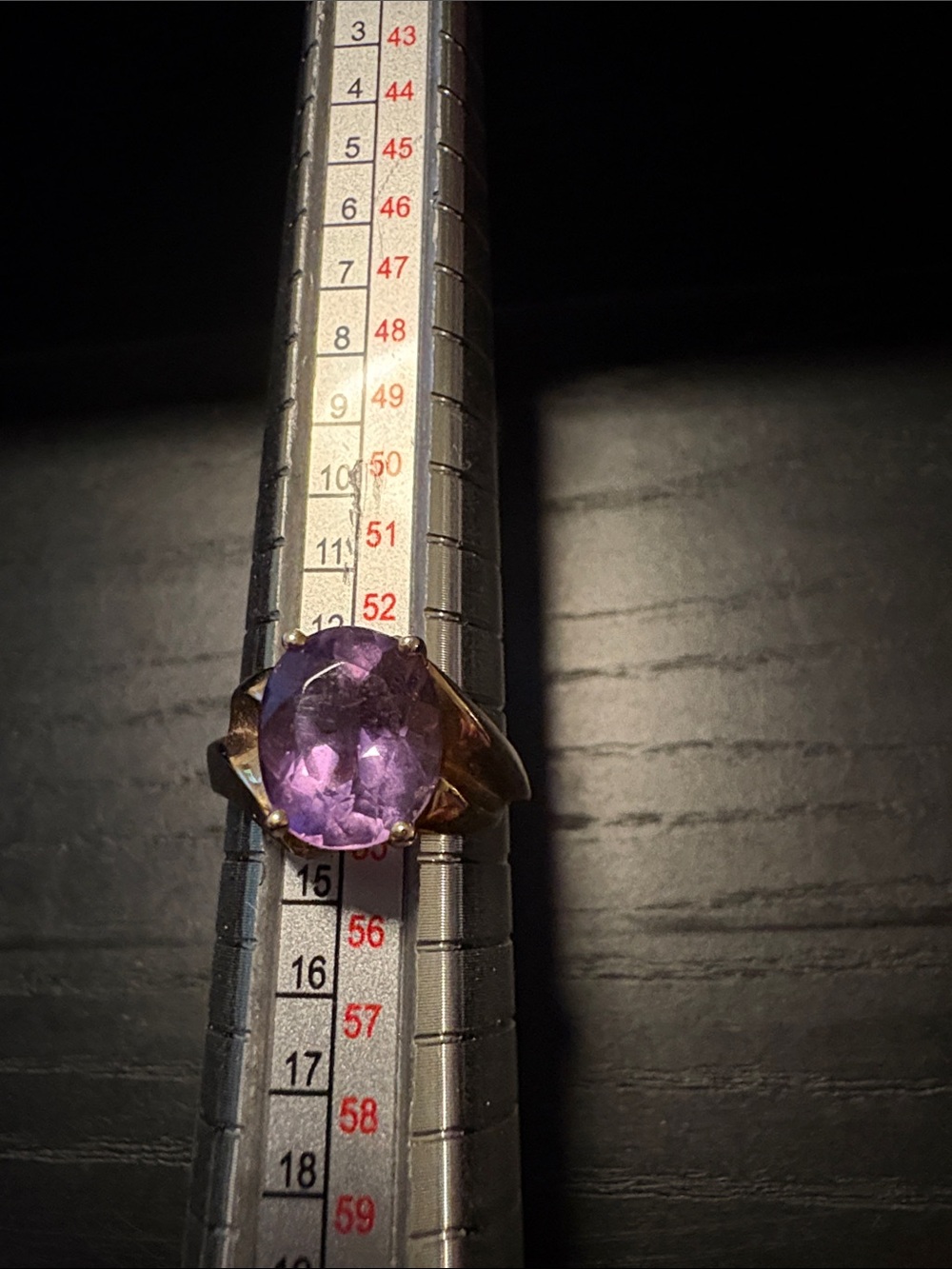 Amethyst Oval Statement Ring - Purple Gem in Gold Tone Setting J 32